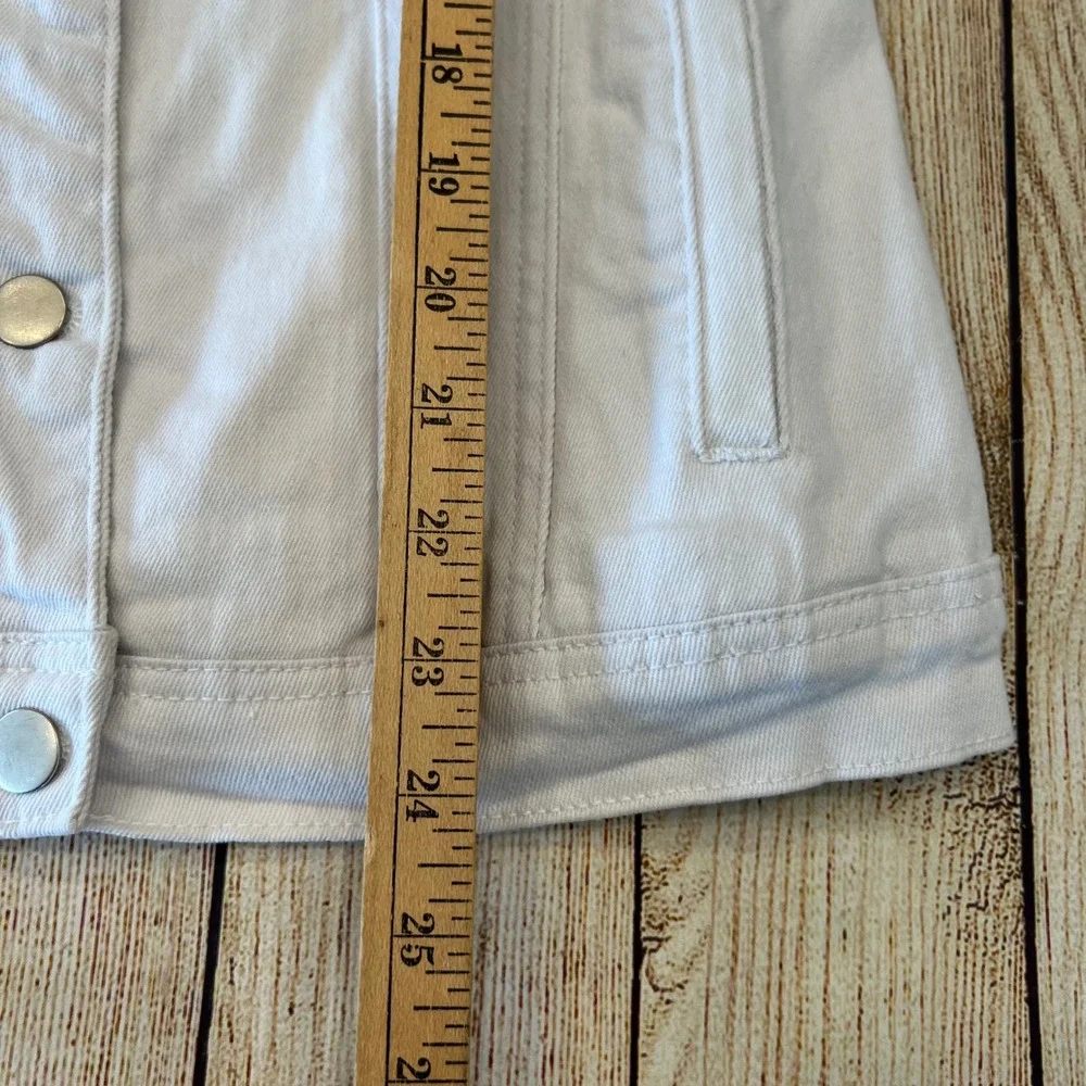 Amalli Talli Womens NWOT White‎ Denim Trucker Jacket Tall Small  Collared Button